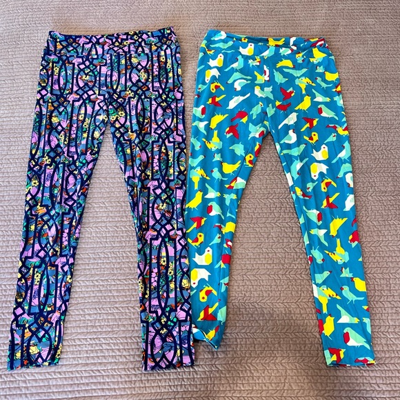 2-pack womens Lularoe Tall & Curvy size leggings. VGUC - Picture 1 of 4